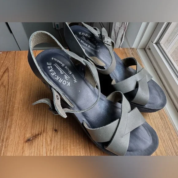 Kork Ease Bette Blue Wedge Strap Sandals 7 - Picture 5 of 8